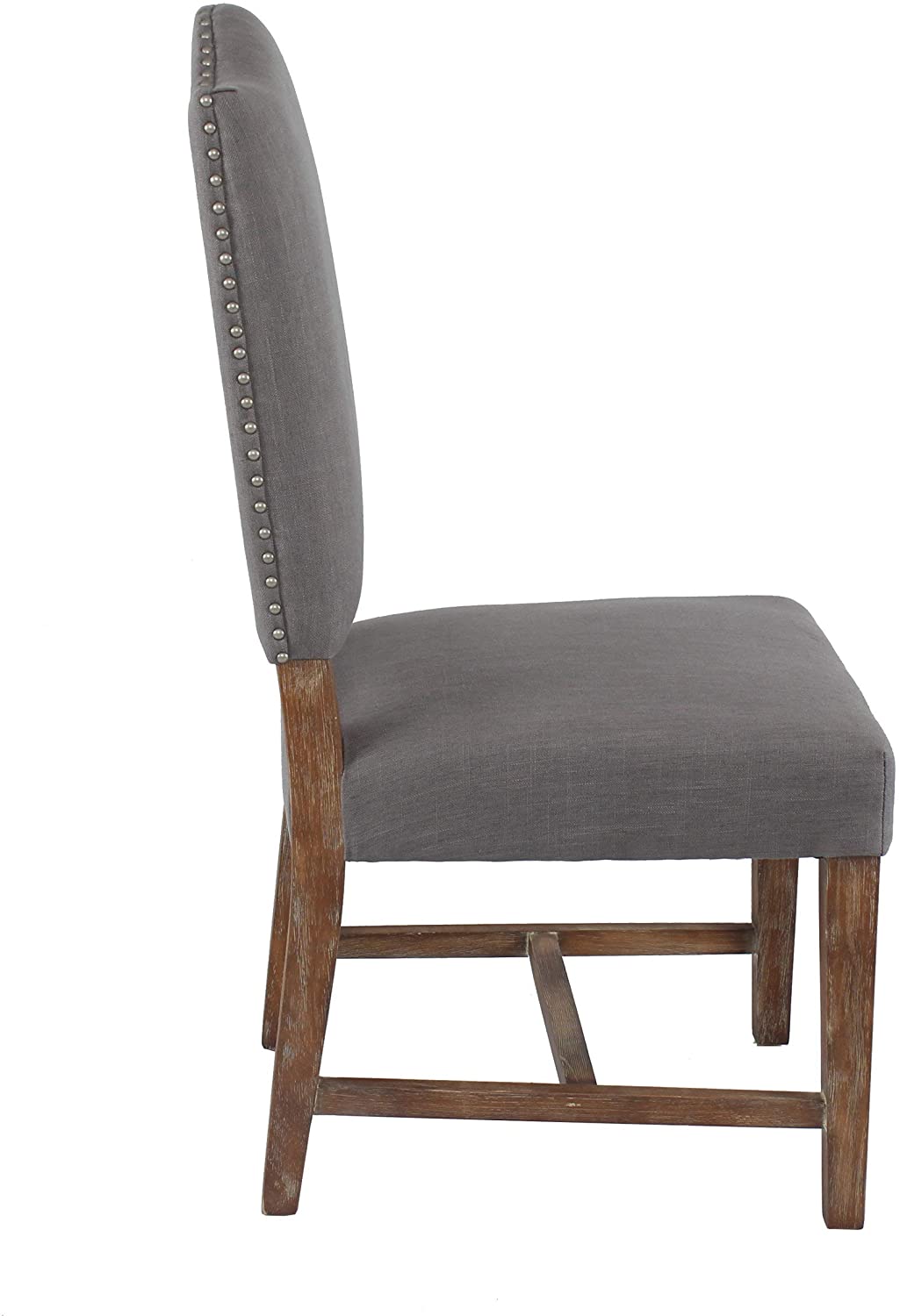 Cui Liu Grayson Upholstered Dining Kitchen Chair in Dark Grey Linen Fabric (Set of 2)