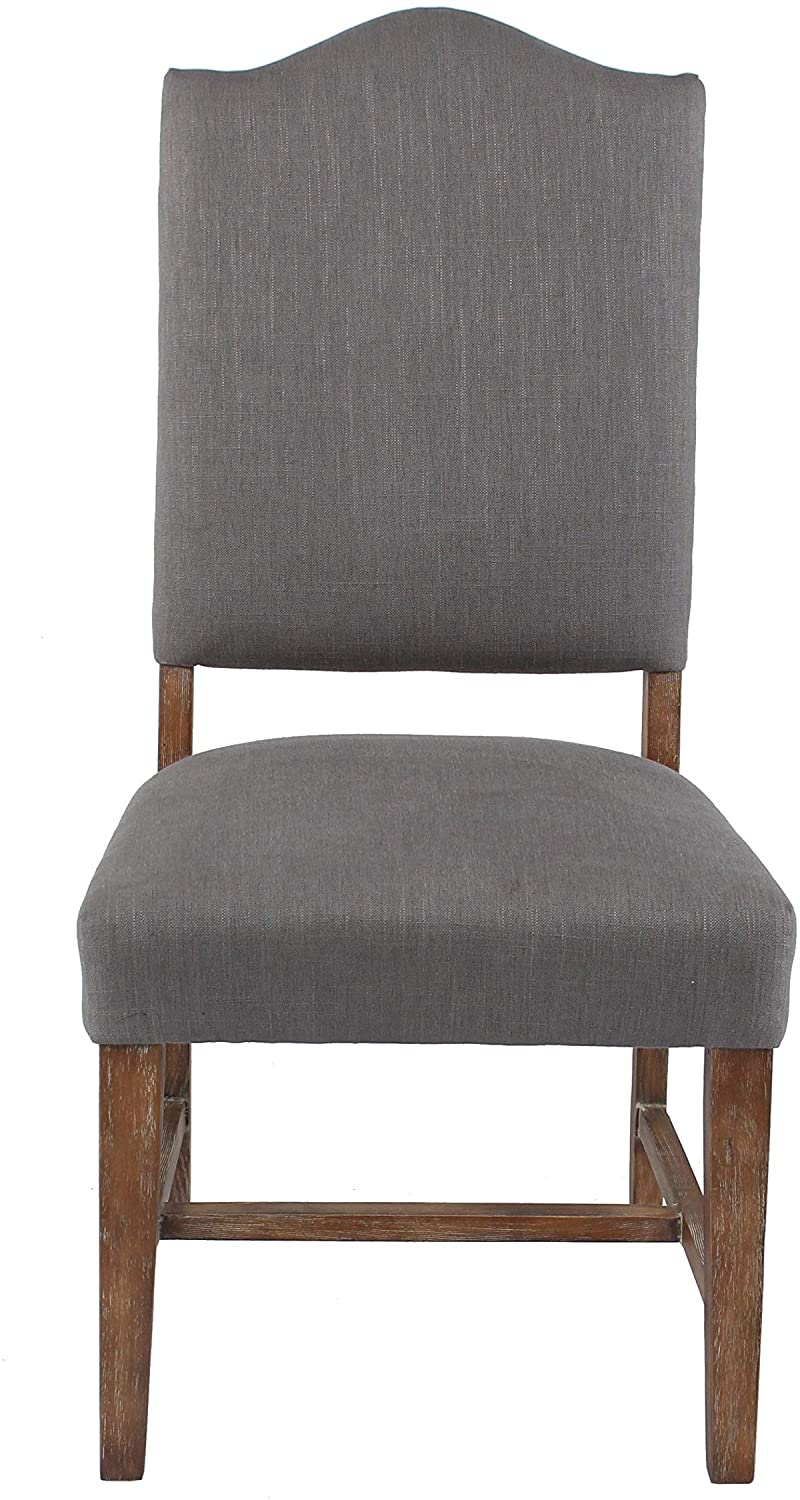 Cui Liu Grayson Upholstered Dining Kitchen Chair in Dark Grey Linen Fabric (Set of 2)