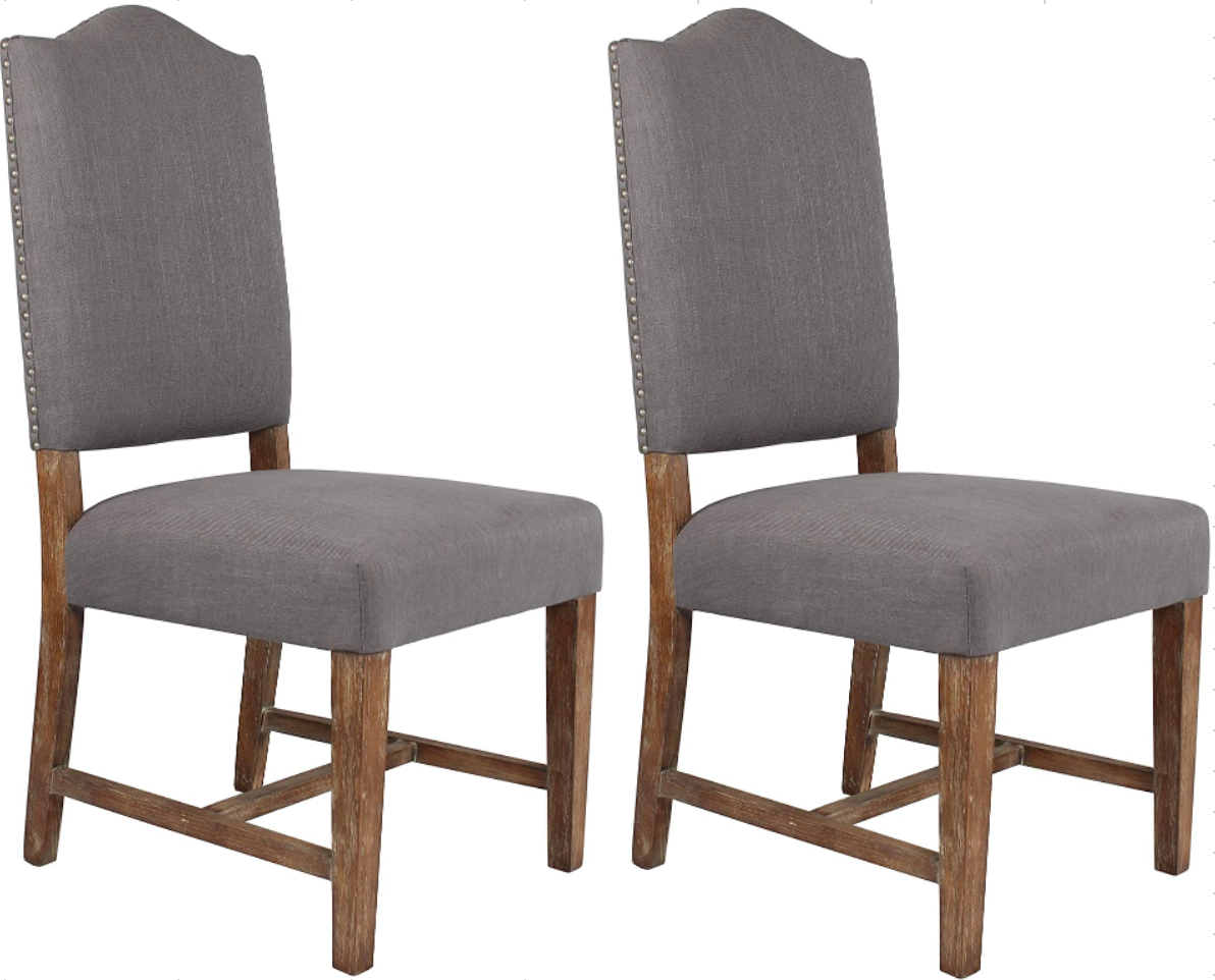 Cui Liu Grayson Upholstered Dining Kitchen Chair in Dark Grey Linen Fabric (Set of 2)