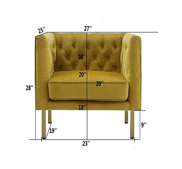 Cui Liu LaVine Tufted Club Chair with Metal Legs, Modern arm Chair for Living Room