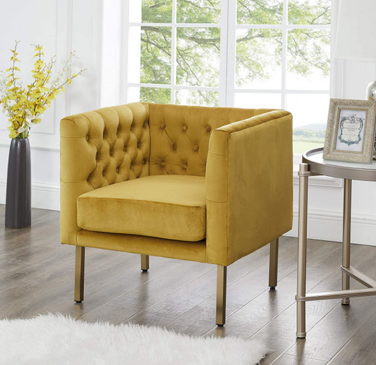 Cui Liu LaVine Tufted Club Chair with Metal Legs, Modern arm Chair for Living Room