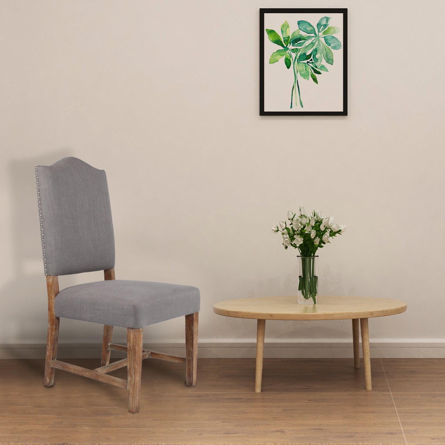 Cui Liu Grayson Upholstered Dining Kitchen Chair in Dark Grey Linen Fabric (Set of 2)