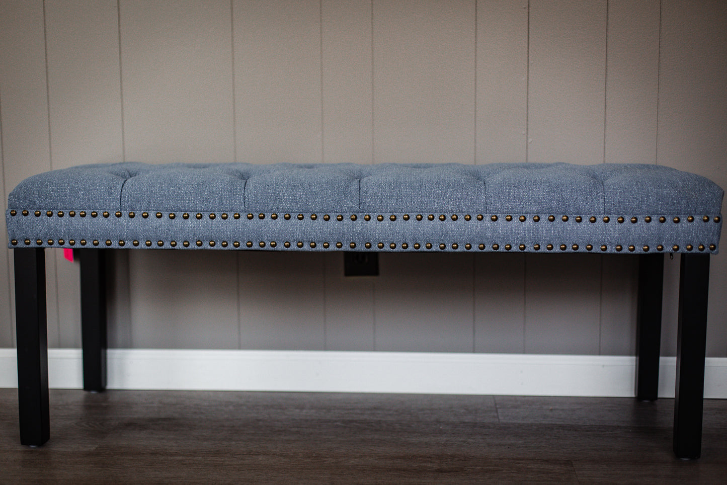 Cui Liu Designs Cora Upholstered Tufted Bench with Silver Nailhead