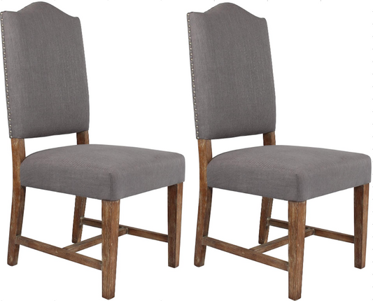Cui Liu Grayson Upholstered Dining Kitchen Chair in Dark Grey Linen Fabric (Set of 2)