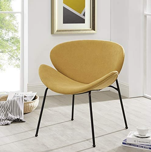 Cui Liu Amura Accent Chair Set of 2 Soft Plush Fabric Retro Designer Chairs with Matte Black Legs Mid Century Living Room Chairs